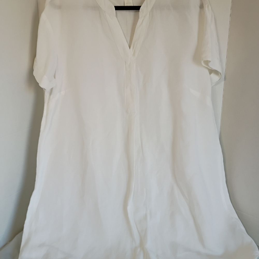 H&M White Midi Dress Linen Blend